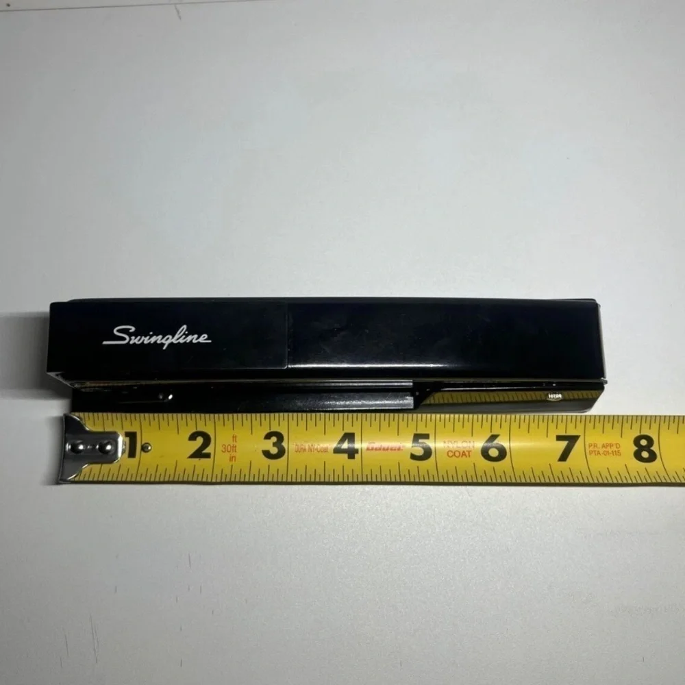 7” EUC Vintage Swingline Desk Stapler Model 747 Heavy Metal Black Chrome Retro